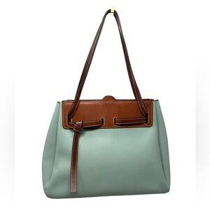 ✨🛍️ Loewe Light Blue and Brown Leather Lazo Tote